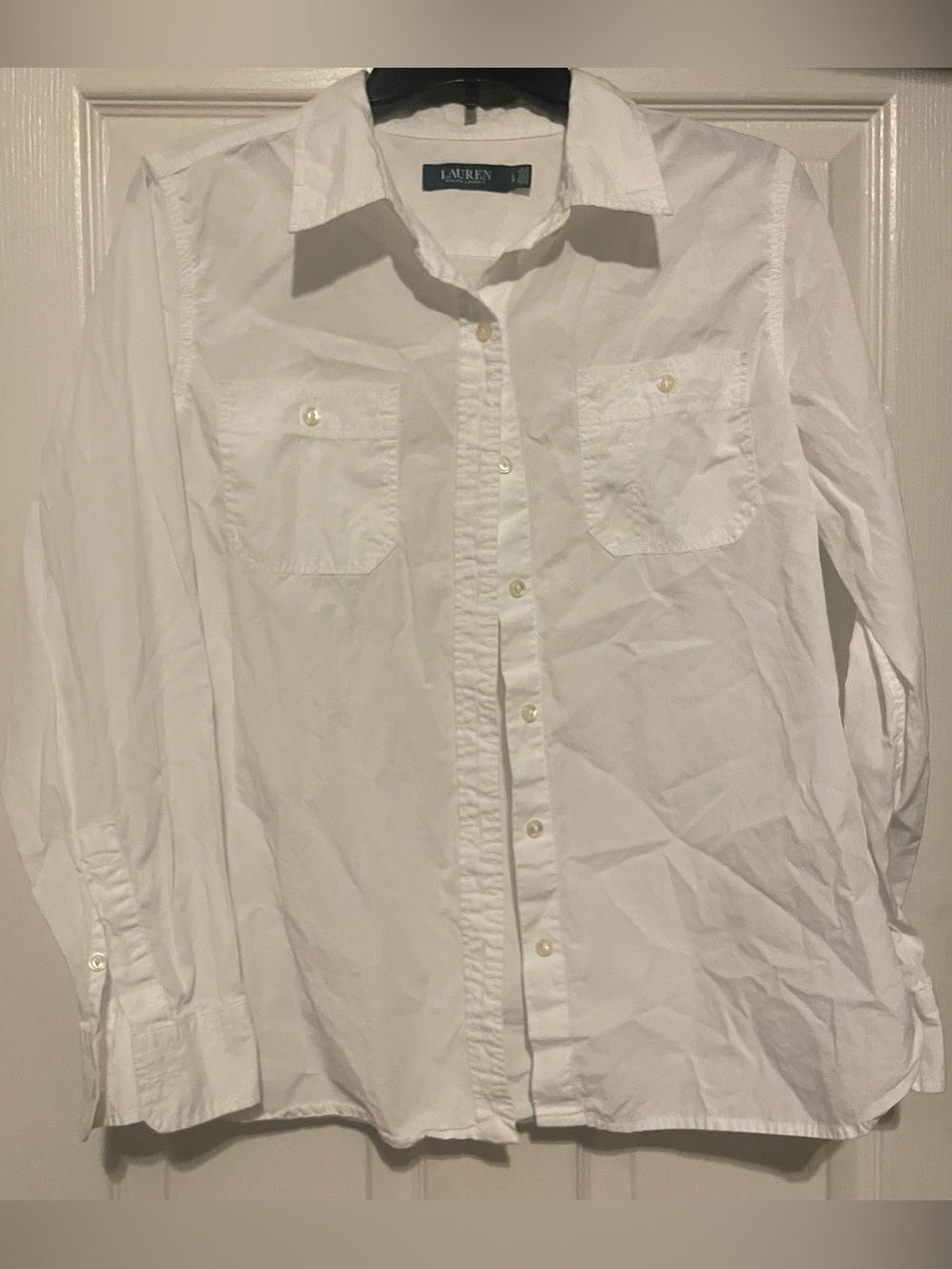 Lauren Ralph Lauren White womens large Button-Up Dress Shirt - Picture 2 of 5